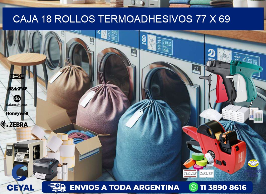 CAJA 18 ROLLOS TERMOADHESIVOS 77 x 69