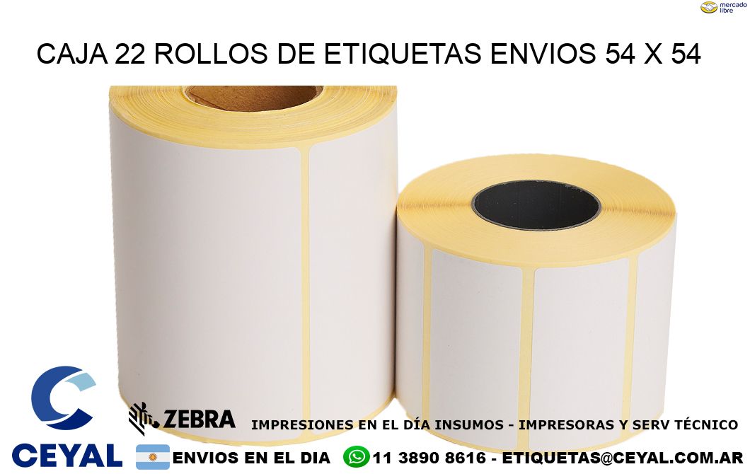 CAJA 22 ROLLOS DE ETIQUETAS ENVIOS 54 x 54
