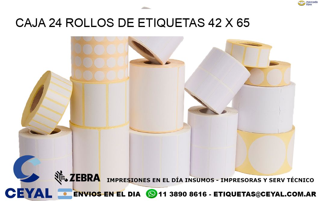 CAJA 24 ROLLOS DE ETIQUETAS 42 x 65
