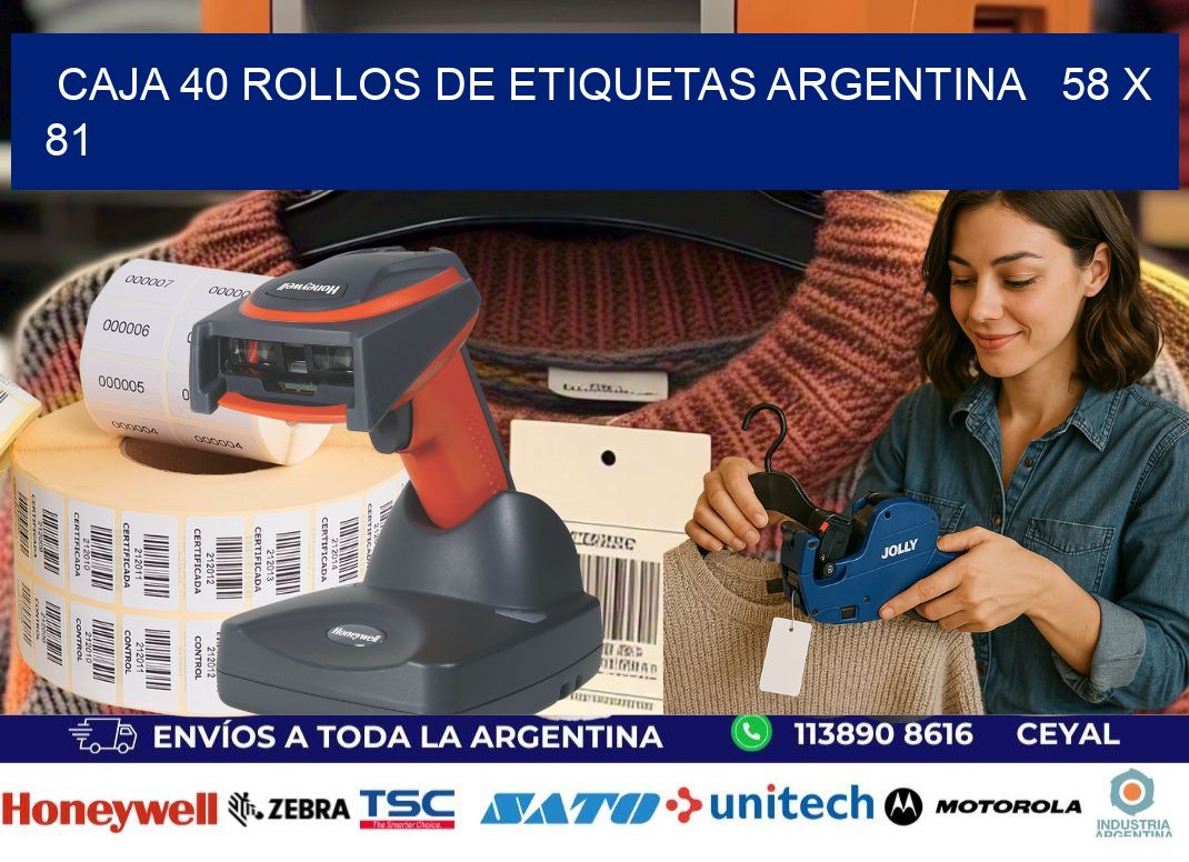 CAJA 40 ROLLOS DE ETIQUETAS ARGENTINA   58 x 81