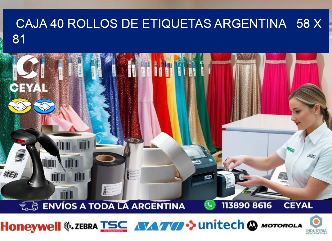 CAJA 40 ROLLOS DE ETIQUETAS ARGENTINA   58 x 81