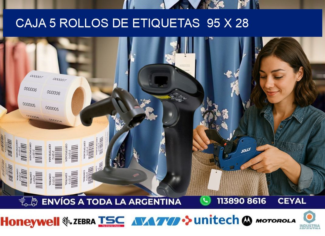 CAJA 5 ROLLOS DE ETIQUETAS  95 x 28