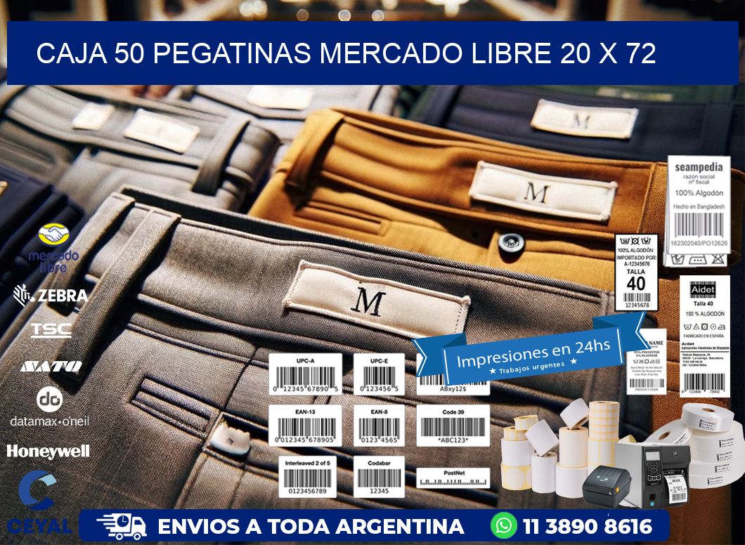 CAJA 50 PEGATINAS MERCADO LIBRE 20 x 72