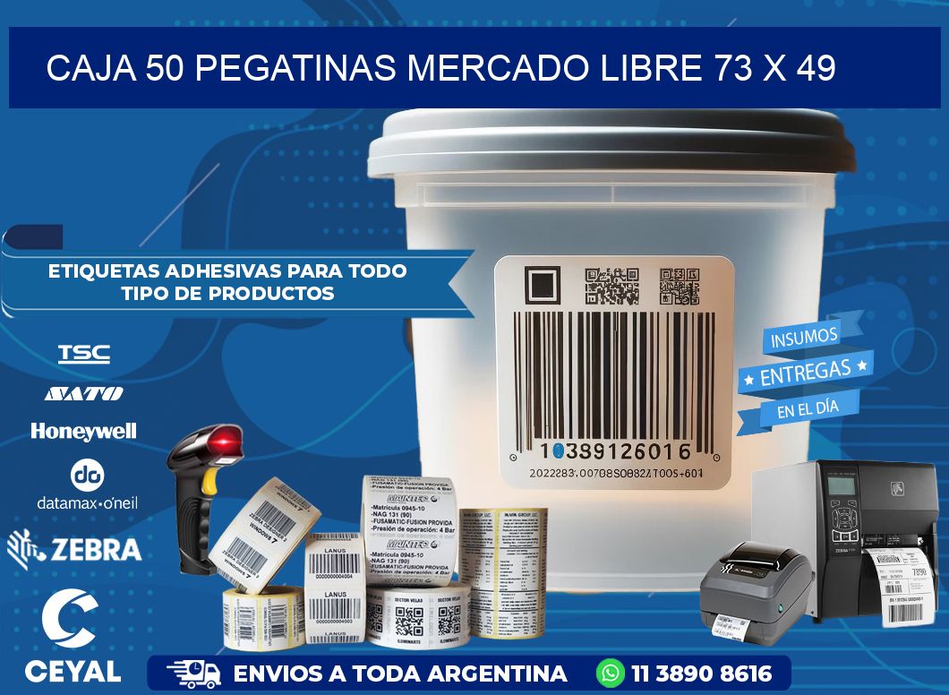CAJA 50 PEGATINAS MERCADO LIBRE 73 x 49