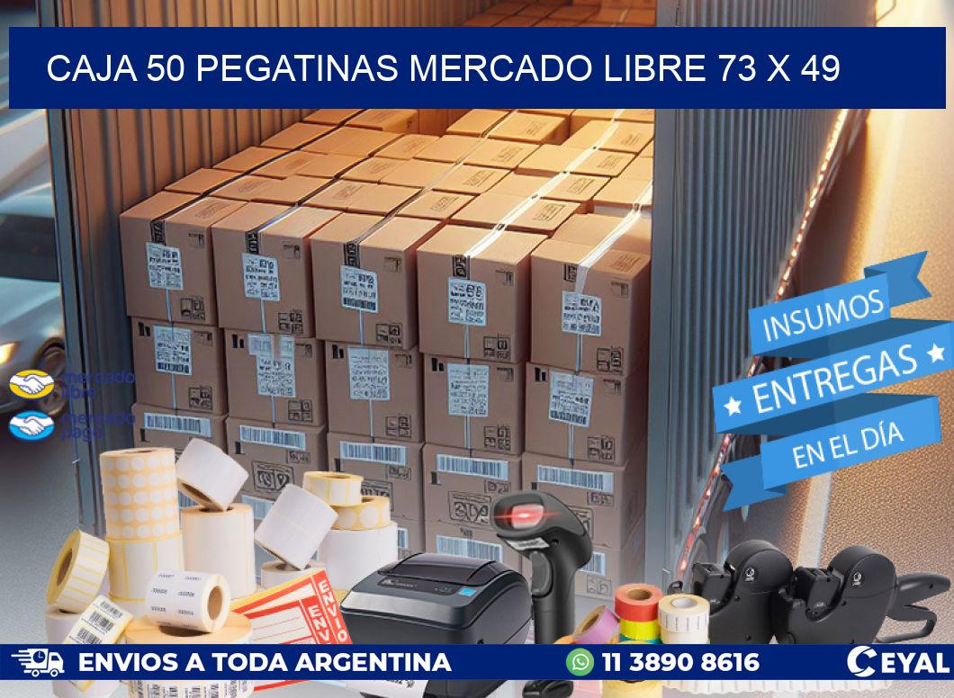 CAJA 50 PEGATINAS MERCADO LIBRE 73 x 49