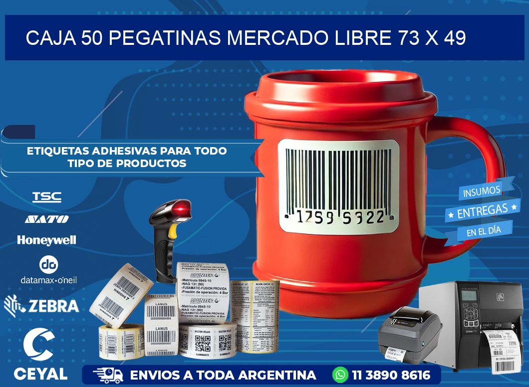 CAJA 50 PEGATINAS MERCADO LIBRE 73 x 49