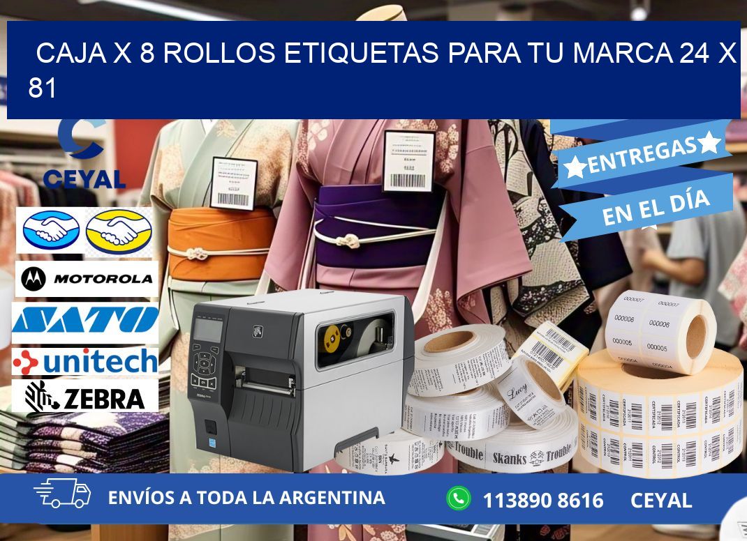 Caja X 8 Rollos Etiquetas para tu marca 24 x 81