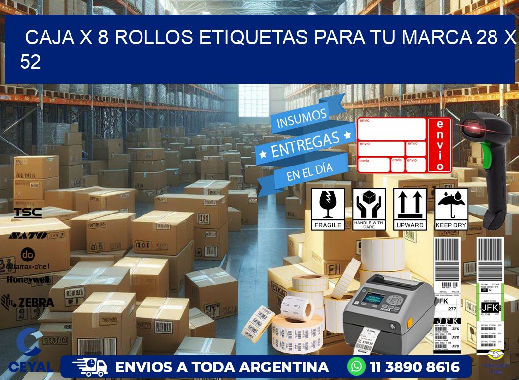 Caja X 8 Rollos Etiquetas para tu marca 28 x 52