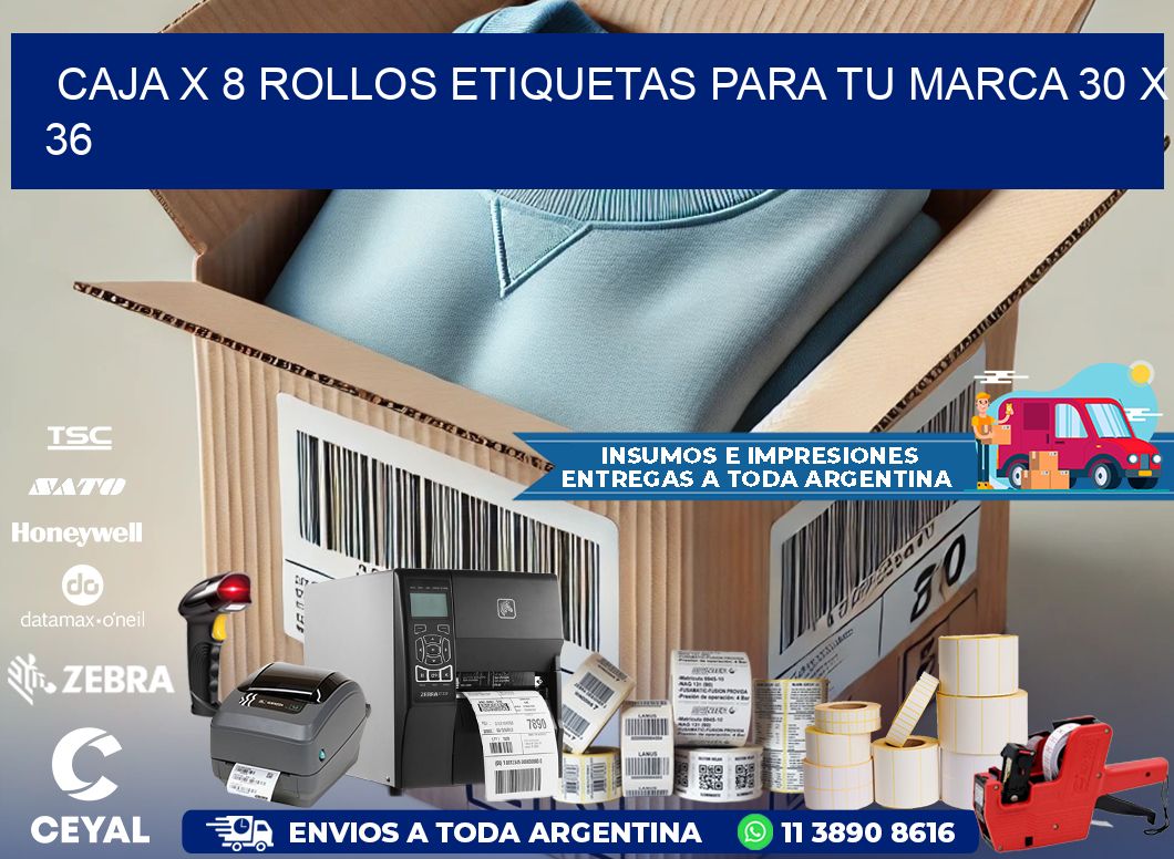 Caja X 8 Rollos Etiquetas para tu marca 30 x 36