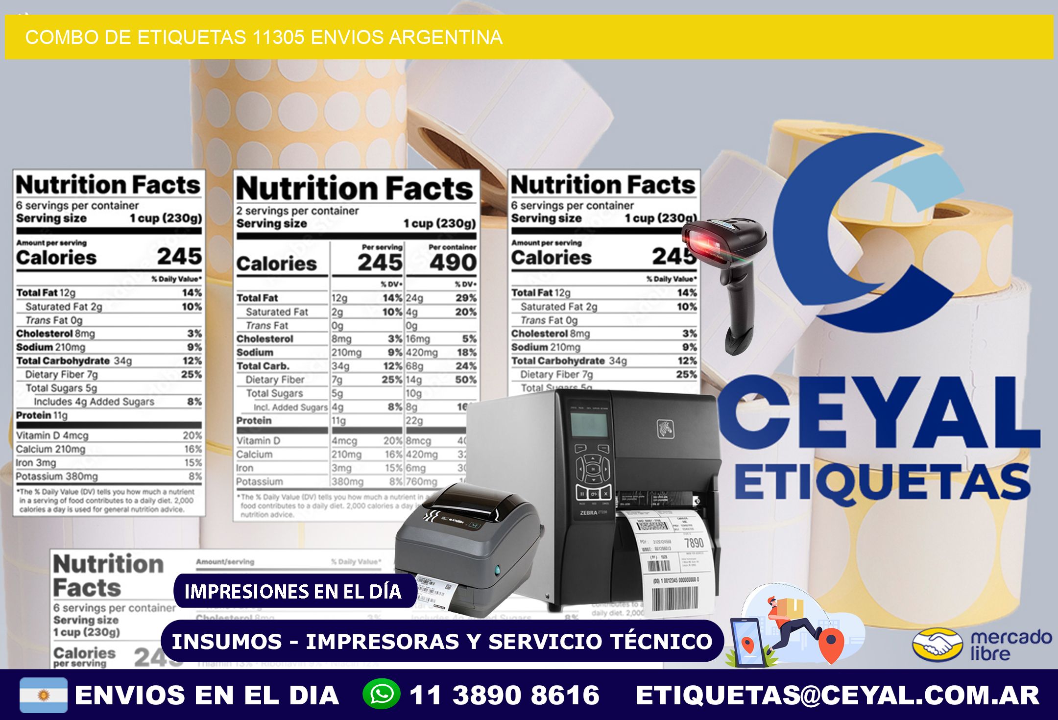 Combo de etiquetas 11305 ENVIOS ARGENTINA