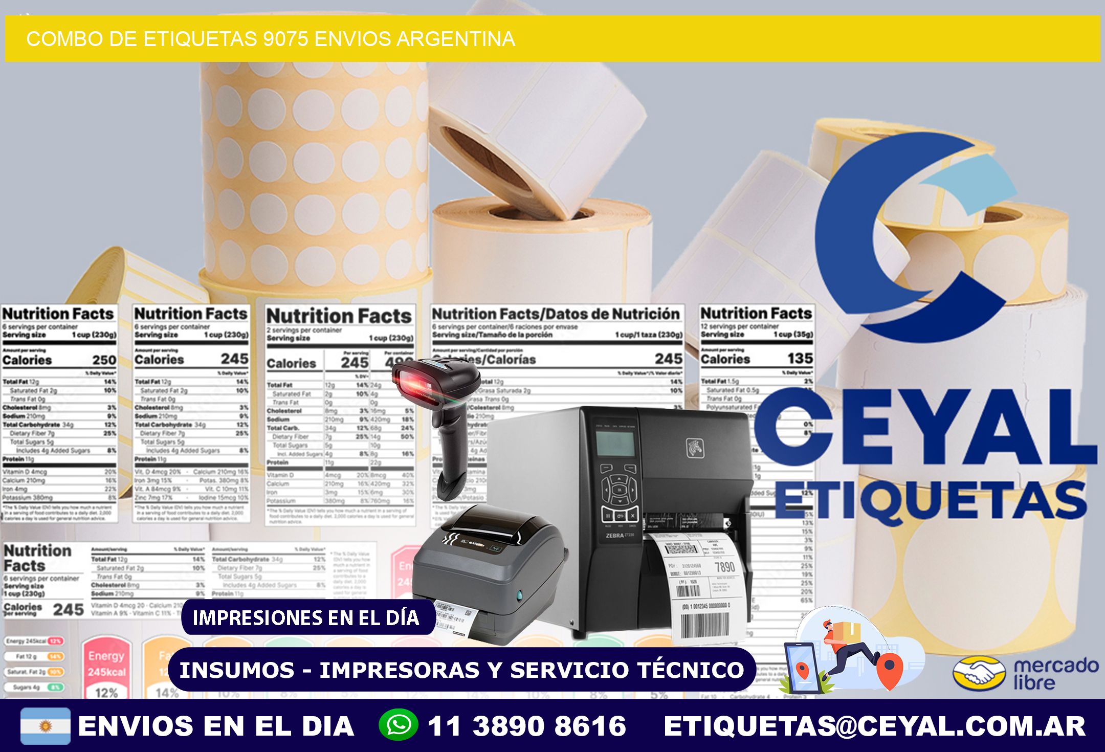 Combo de etiquetas 9075 ENVIOS ARGENTINA
