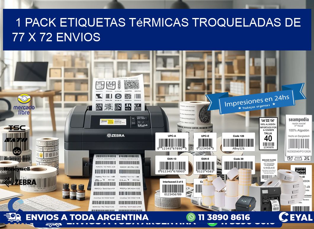 1 Pack etiquetas Térmicas Troqueladas De 77 x 72 ENVIOS