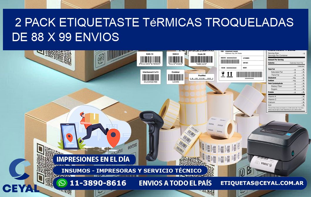 2 pack etiquetaste Térmicas Troqueladas De 88 x 99 ENVIOS