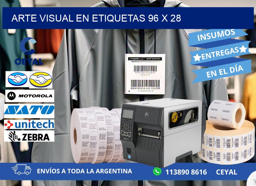 Arte visual en etiquetas 96 x 28