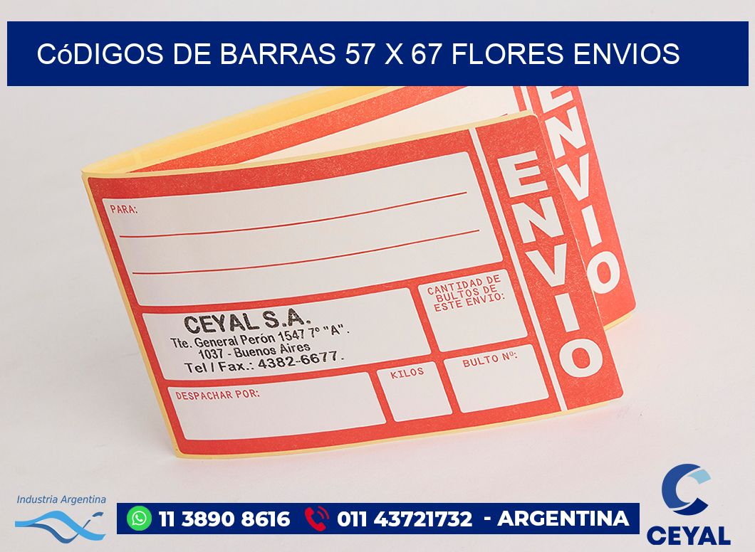 Códigos de Barras 57 x 67 flores envios