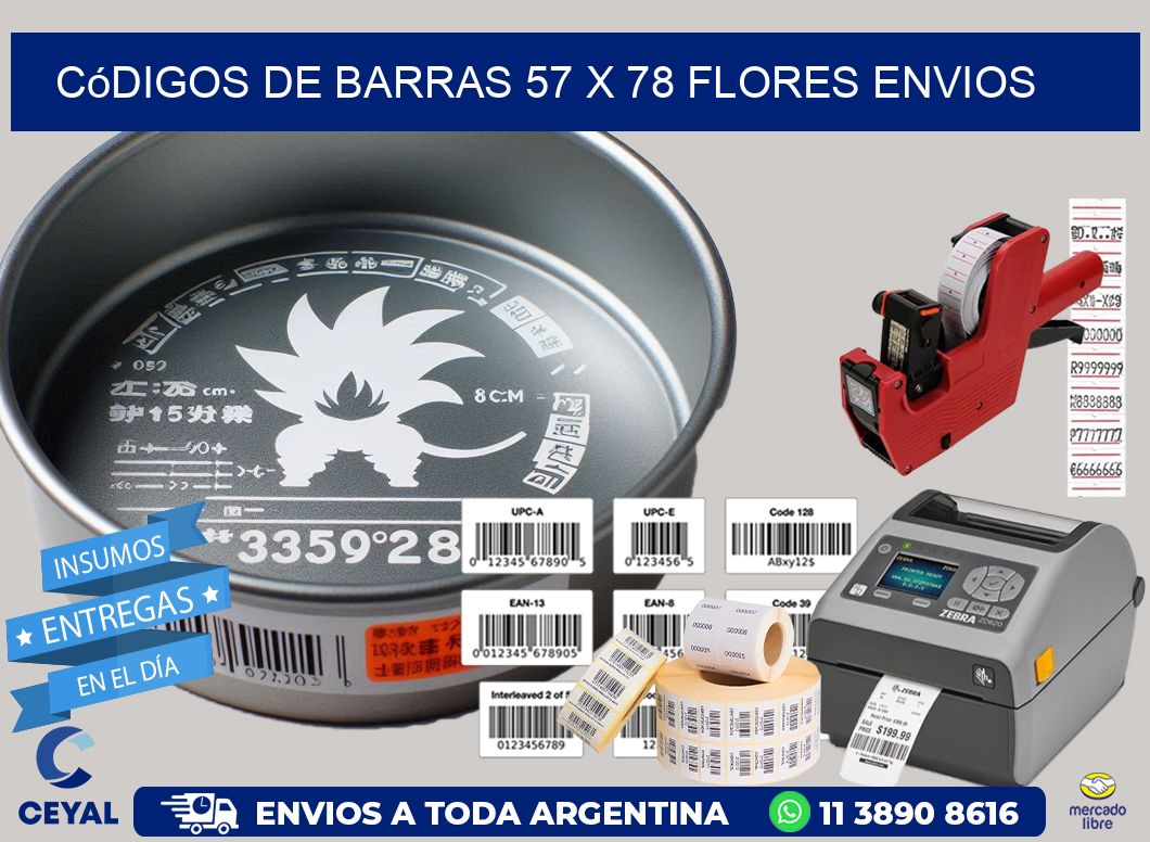 Códigos de Barras 57 x 78 flores envios
