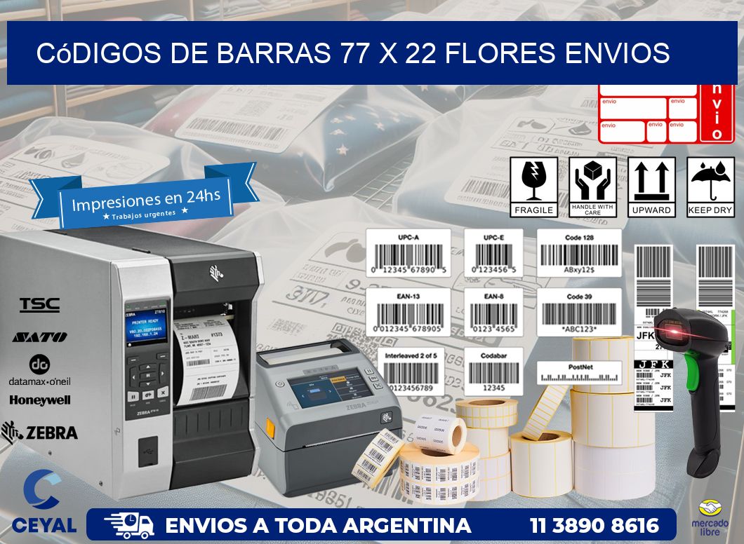 Códigos de Barras 77 x 22 flores envios