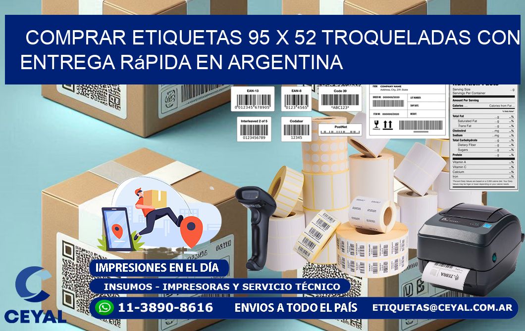 Comprar etiquetas 95 x 52 troqueladas con entrega rápida en Argentina