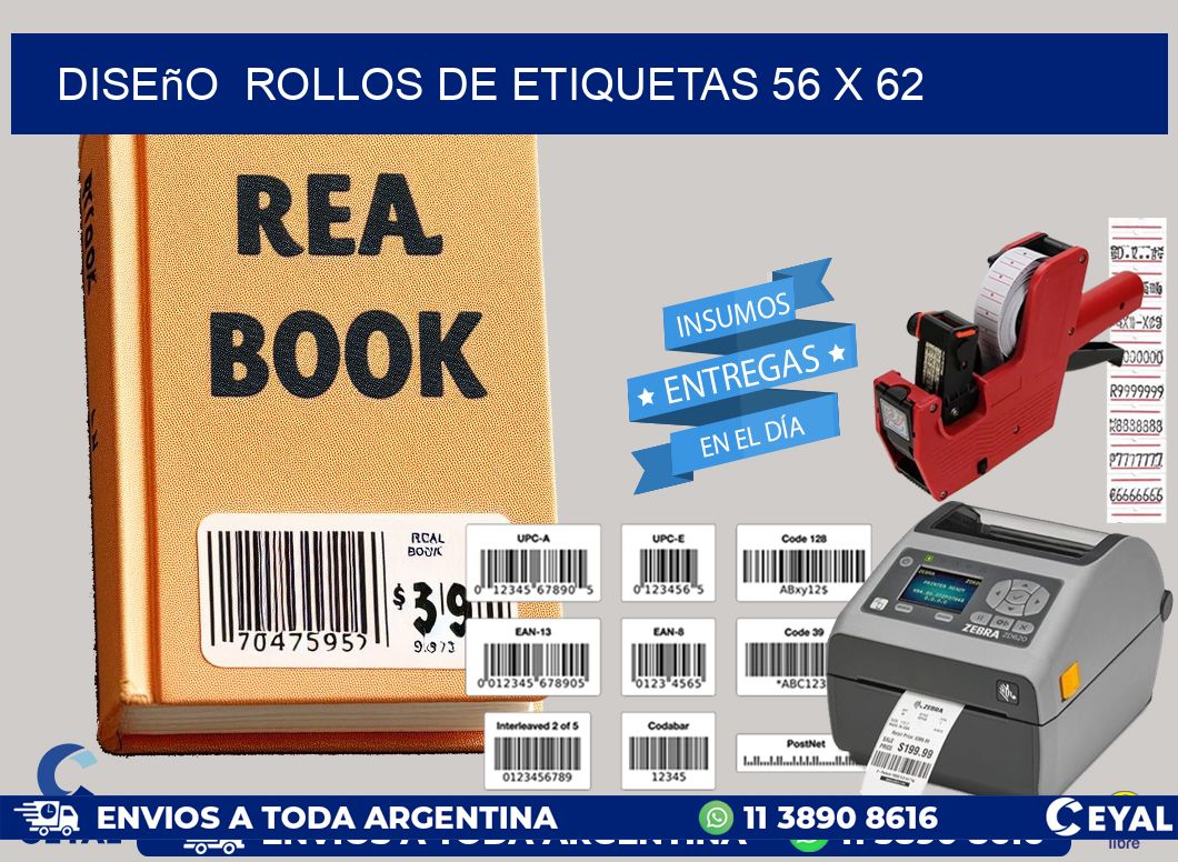 Diseño  ROLLOS DE ETIQUETAS 56 x 62