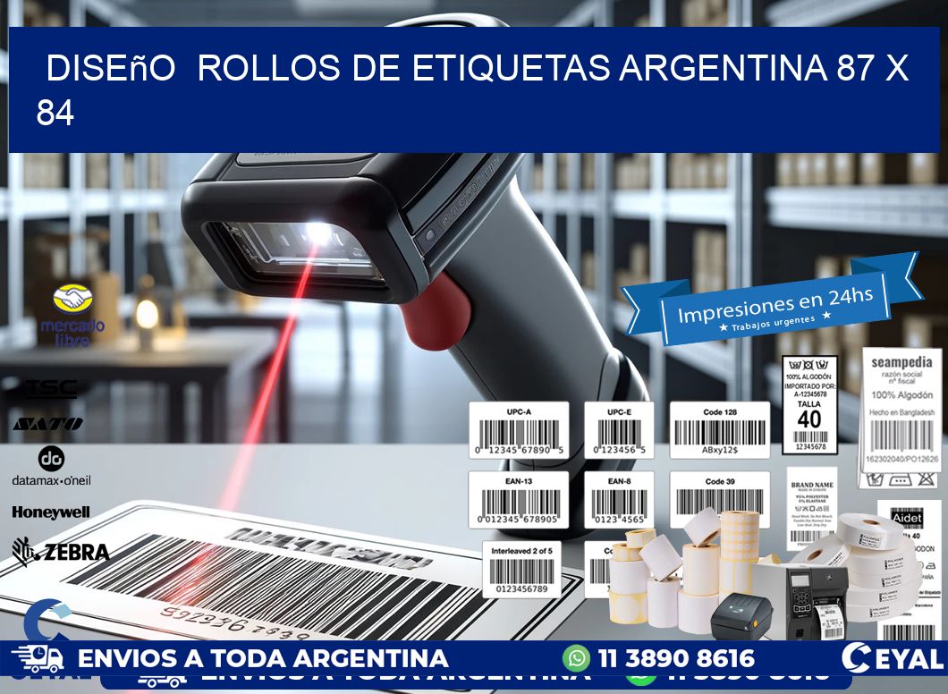 Diseño  ROLLOS DE ETIQUETAS ARGENTINA 87 x 84