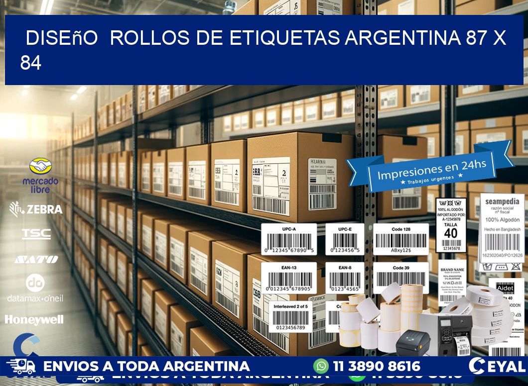 Diseño  ROLLOS DE ETIQUETAS ARGENTINA 87 x 84