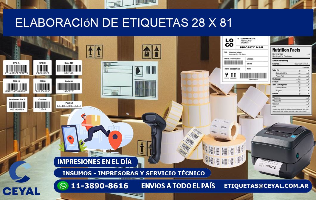 Elaboración de etiquetas 28 x 81