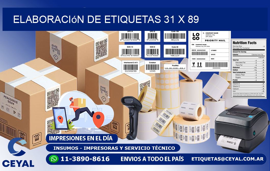 Elaboración de etiquetas 31 x 89