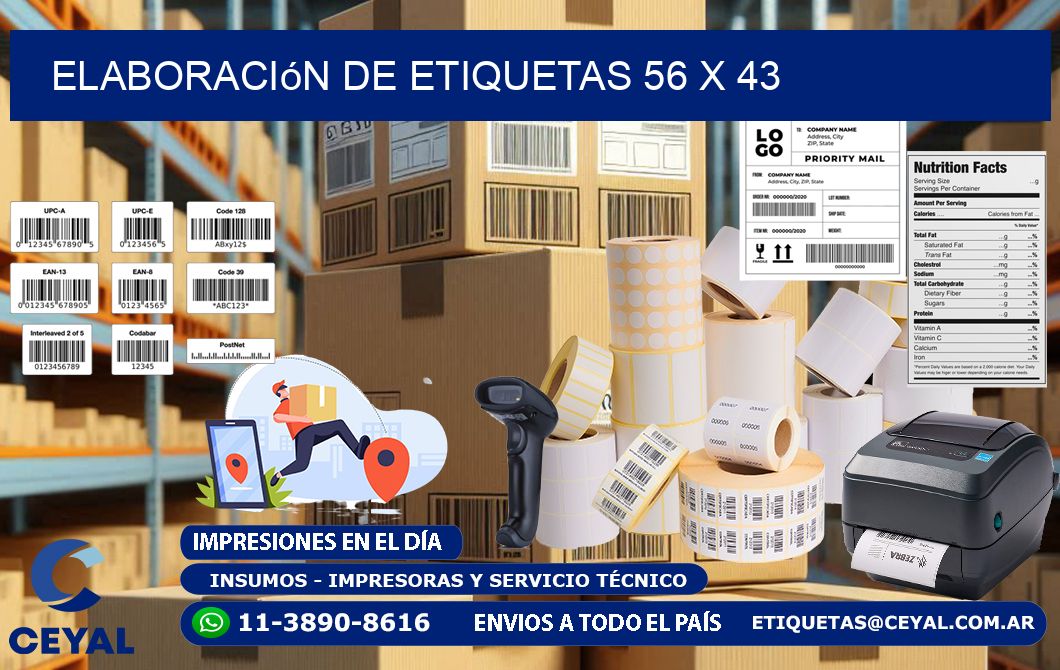 Elaboración de etiquetas 56 x 43