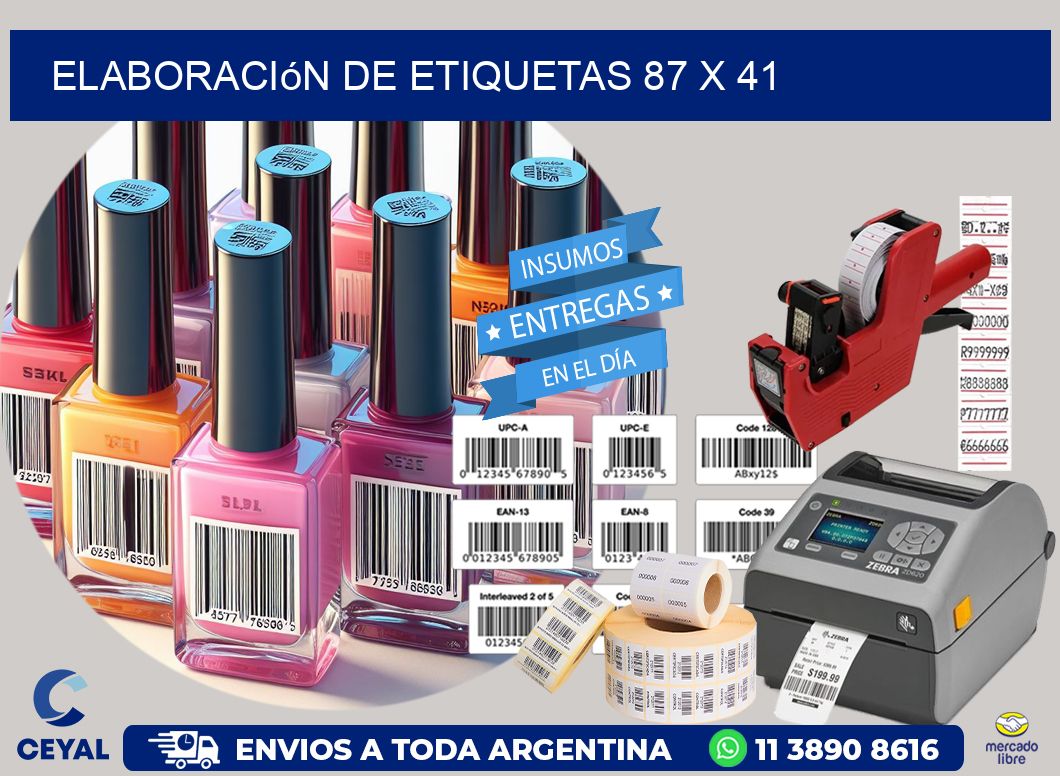 Elaboración de etiquetas 87 x 41