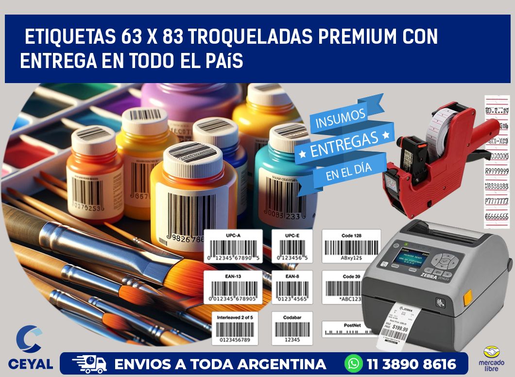 Etiquetas 63 x 83 troqueladas premium con entrega en todo el país