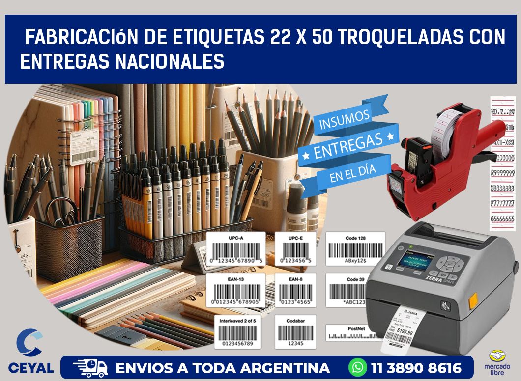 Fabricación de etiquetas 22 x 50 troqueladas con entregas nacionales