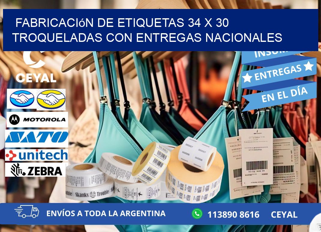 Fabricación de etiquetas 34 x 30 troqueladas con entregas nacionales
