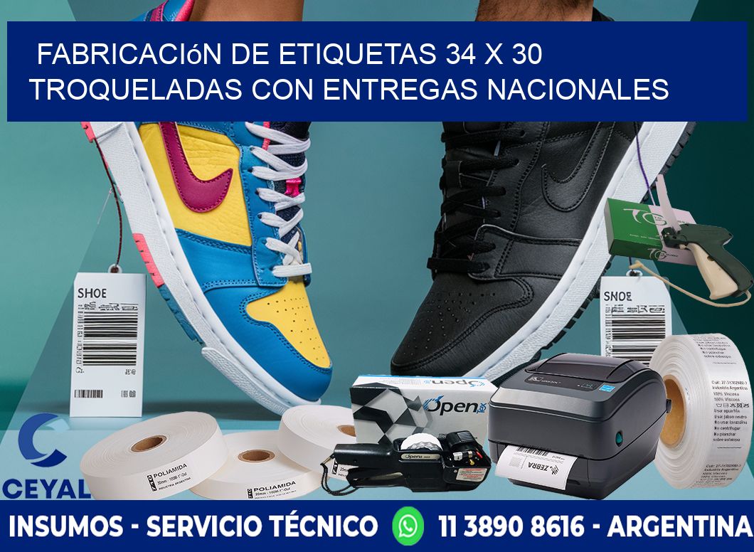 Fabricación de etiquetas 34 x 30 troqueladas con entregas nacionales