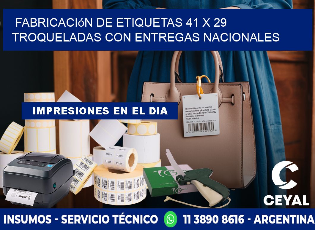 Fabricación de etiquetas 41 x 29 troqueladas con entregas nacionales