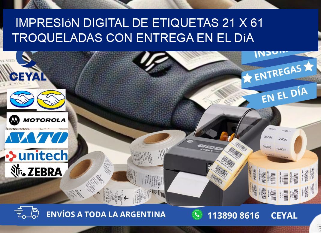 Impresión digital de etiquetas 21 x 61 troqueladas con entrega en el día