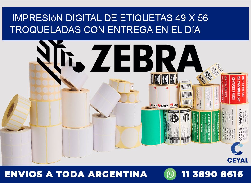 Impresión digital de etiquetas 49 x 56 troqueladas con entrega en el día
