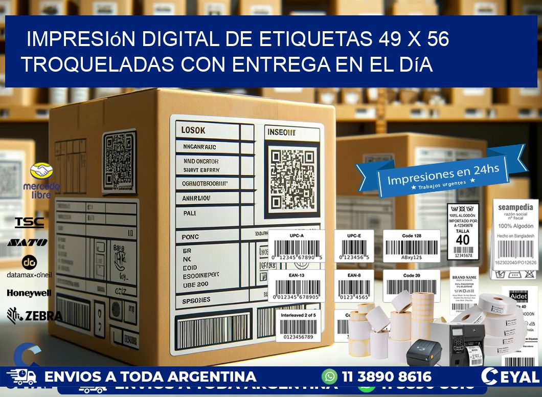 Impresión digital de etiquetas 49 x 56 troqueladas con entrega en el día