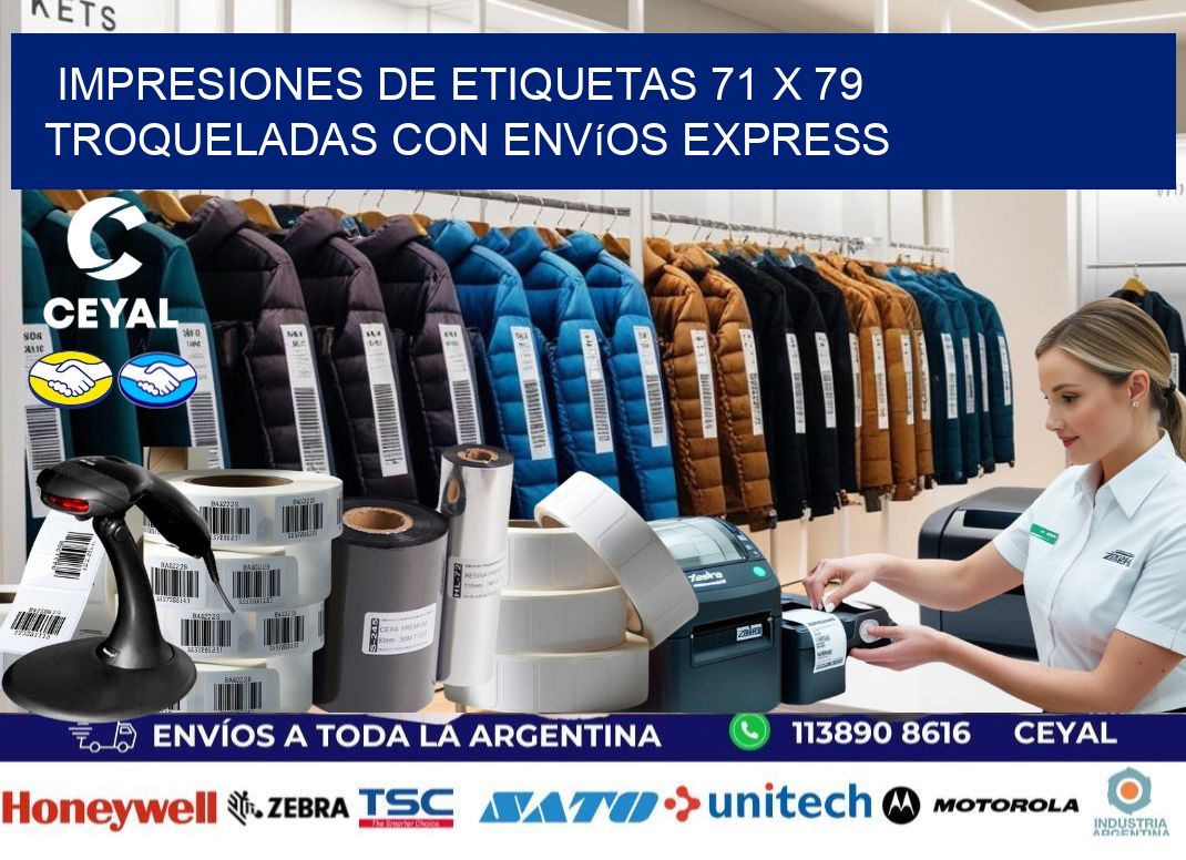 Impresiones de etiquetas 71 x 79 troqueladas con envíos express