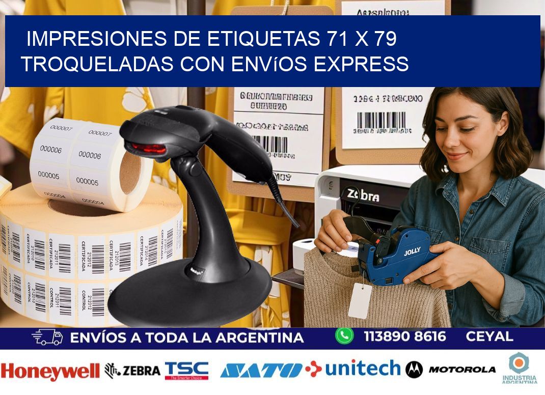 Impresiones de etiquetas 71 x 79 troqueladas con envíos express