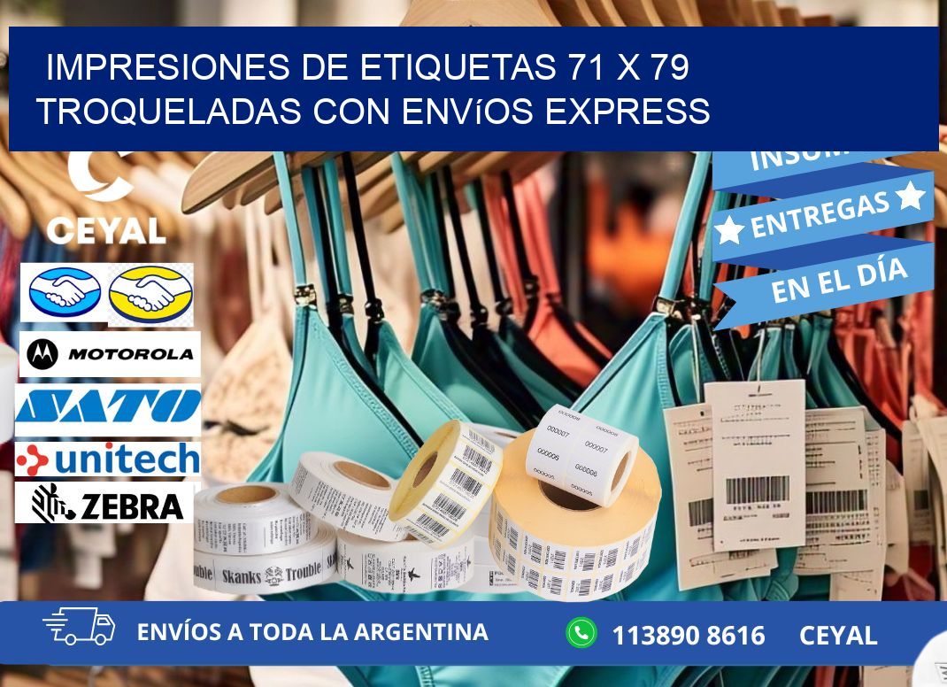 Impresiones de etiquetas 71 x 79 troqueladas con envíos express