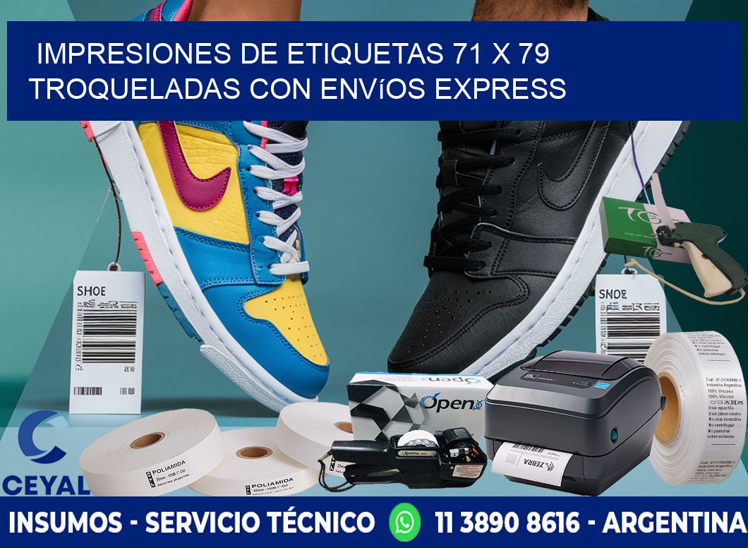 Impresiones de etiquetas 71 x 79 troqueladas con envíos express