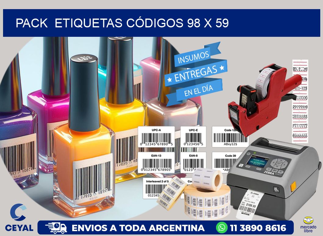 Pack  ETIQUETAS CÓDIGOS 98 x 59