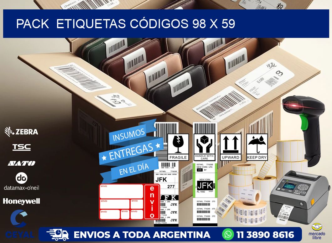 Pack  ETIQUETAS CÓDIGOS 98 x 59