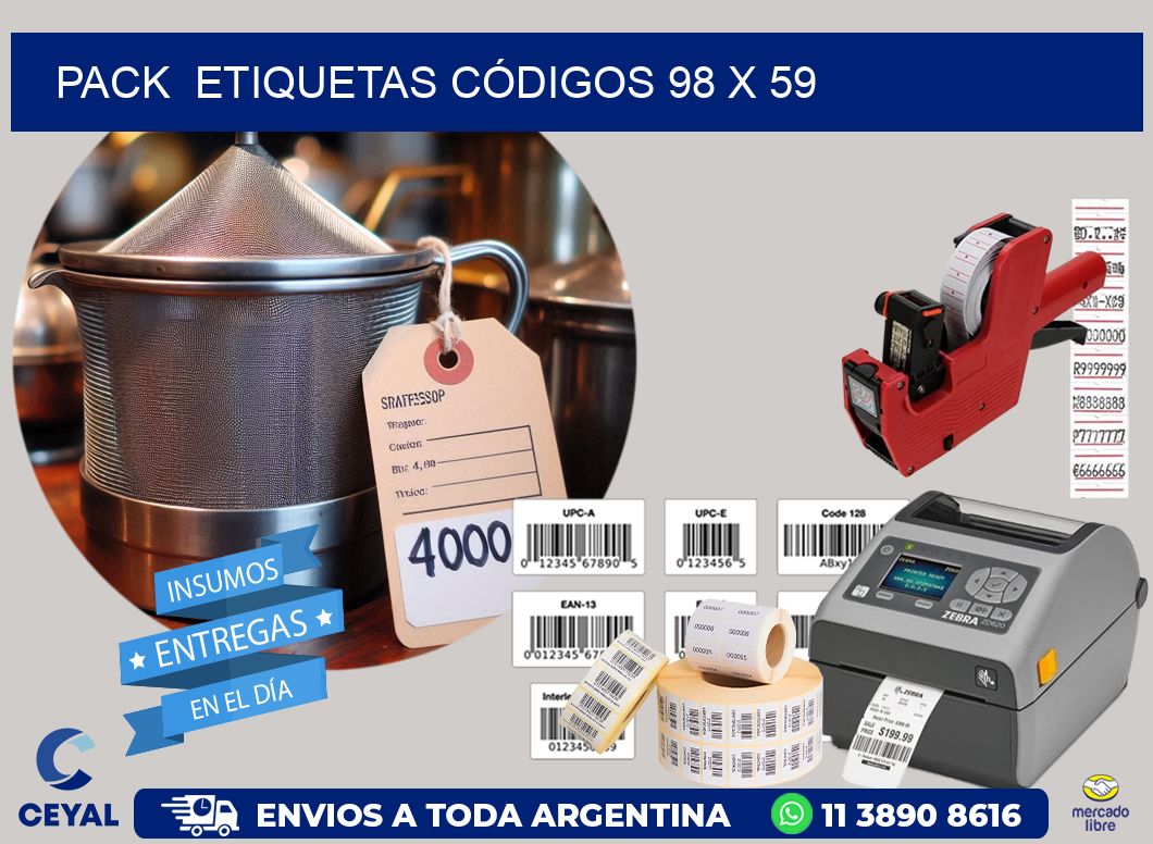 Pack  ETIQUETAS CÓDIGOS 98 x 59