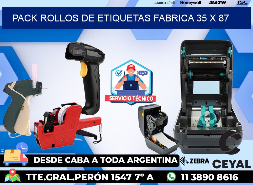 Pack ROLLOS DE ETIQUETAS FABRICA 35 x 87