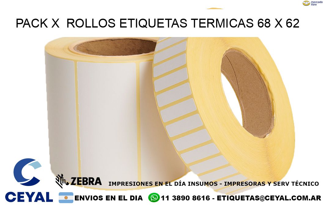 Pack X  Rollos Etiquetas termicas 68 x 62