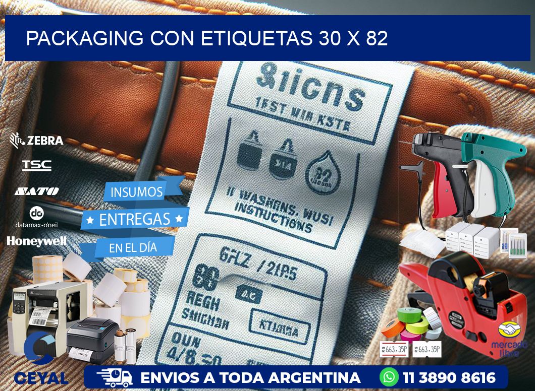 Packaging con etiquetas 30 x 82