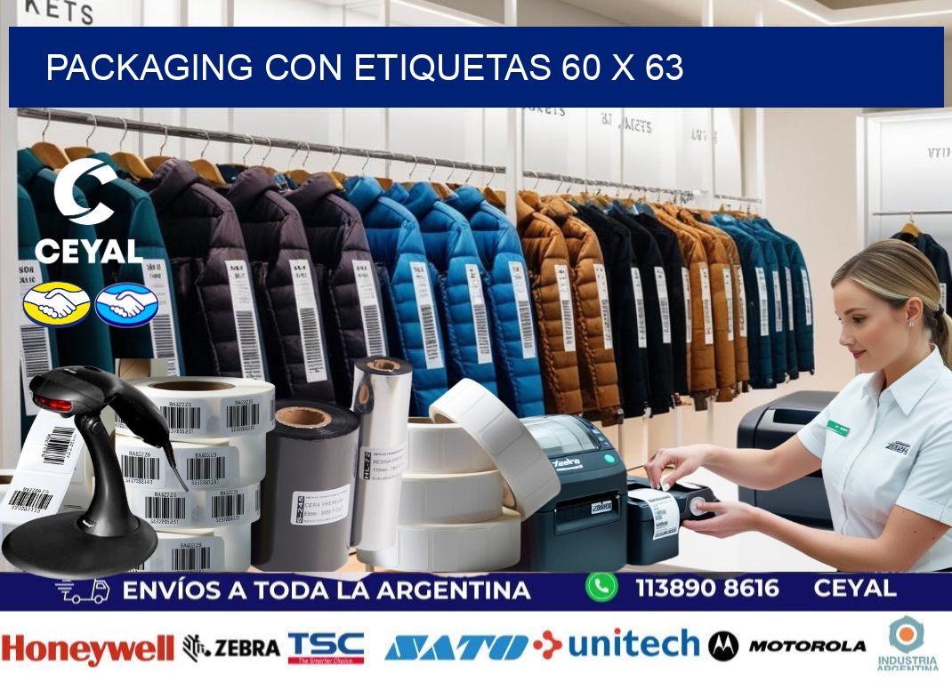 Packaging con etiquetas 60 x 63