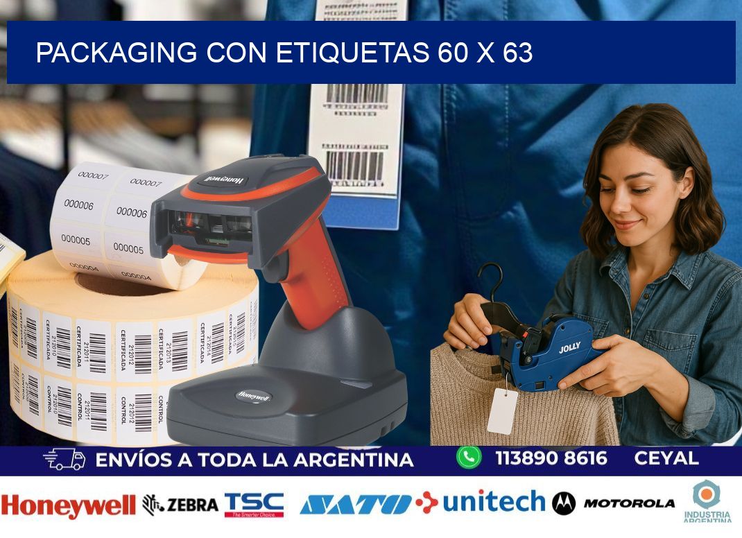 Packaging con etiquetas 60 x 63