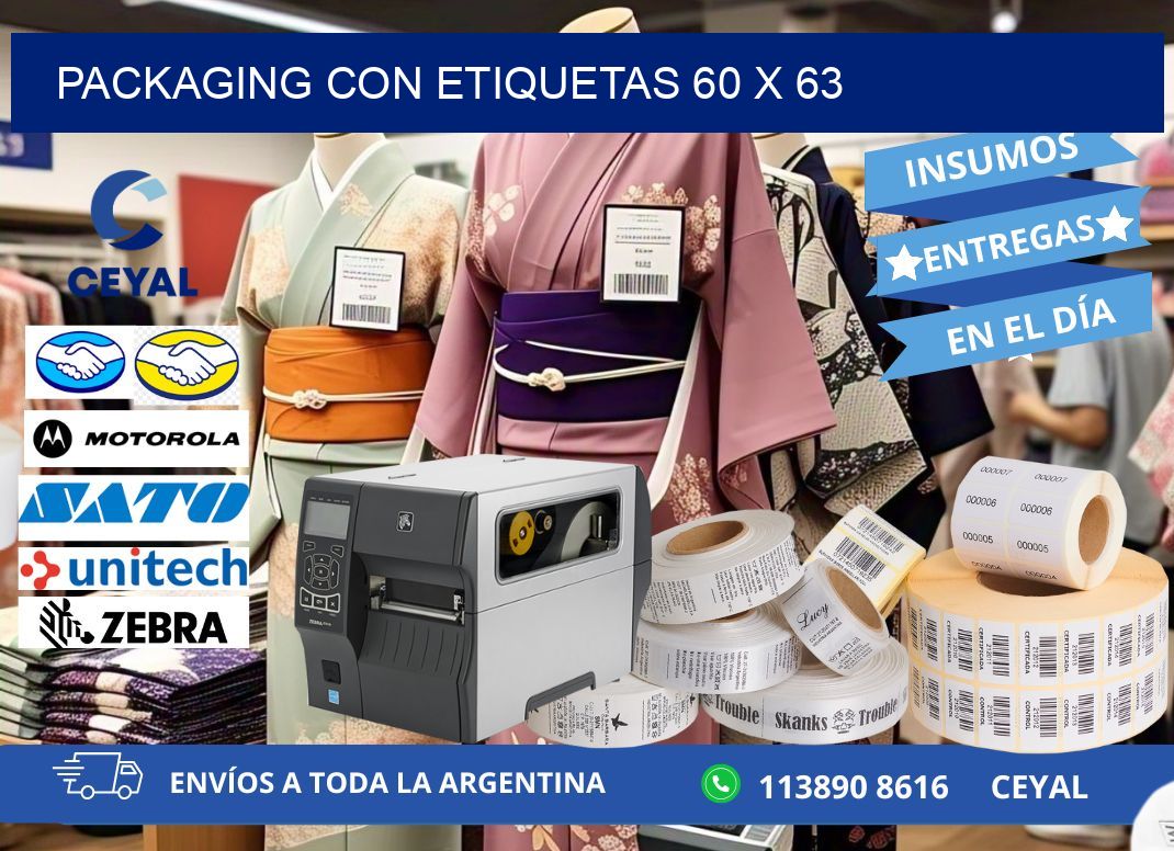 Packaging con etiquetas 60 x 63